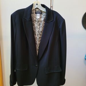 NWT jones new york collection black embroidered blazer sz 18w